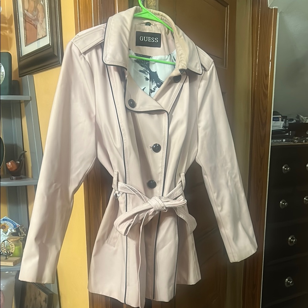 Guess Pink Trench Coat with Belted Waist